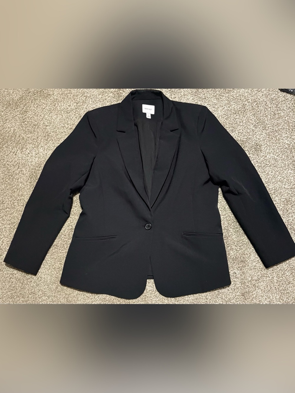 Women's Nine West Black Blazer Notch Lapel One-Button Single-Breasted Size L